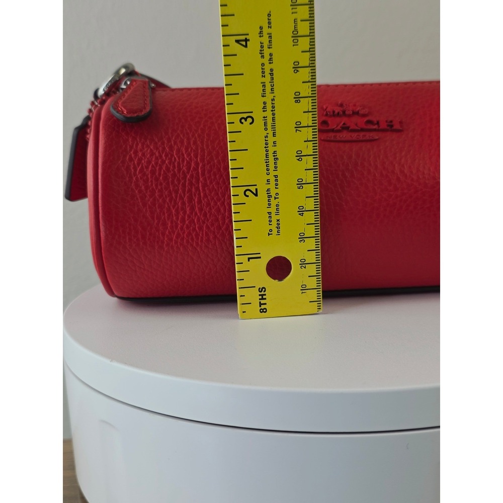 Coach Nolita Mini Barrel Bag Red Pebble Leather Shoulder Handbag Purse - Picture 10 of 12